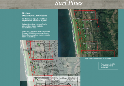 Overlay of original Donation land claims over current Surf Pines