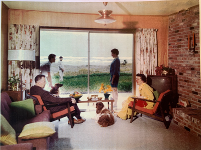 Picture of Barney Lucas and family at Hodges house in late 50s. Notice how close the beach is...